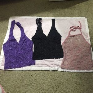3 lace halter tops.